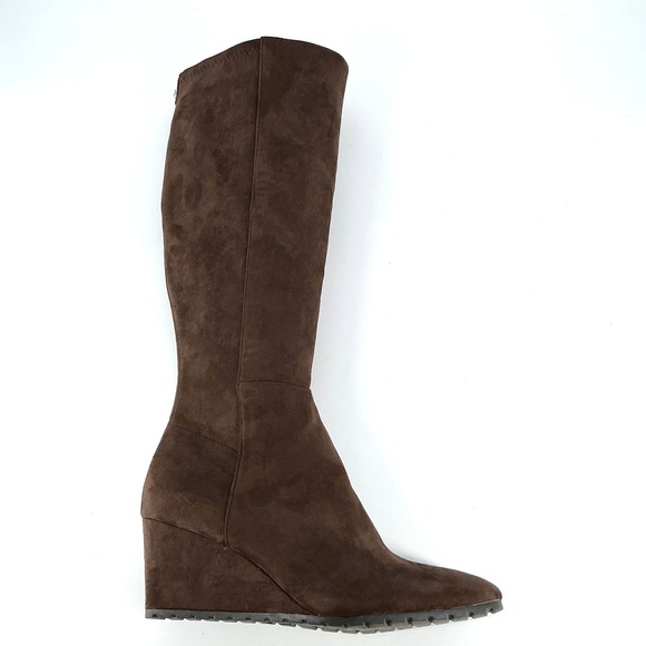 Anne Klein Size 9 Brown Sueded Fabric Wedge Tall Boot Knee High NEW iFlex $149